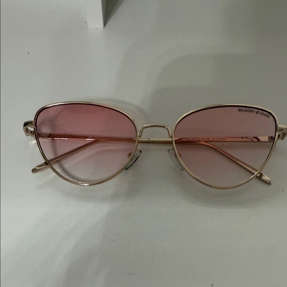 Mulberry Gold Frame Sunglasses with Pink Lenses